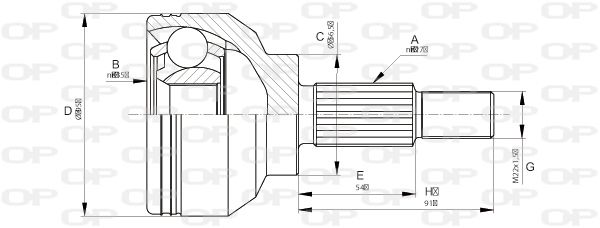 OPEN PARTS Шарнирный комплект, приводной вал CVJ5663.10